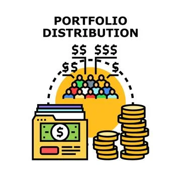 Portfolio distribution concept allocating funds to investors Stock Illustration