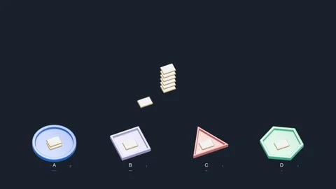 Portfolio diversification animation, a stack splits into four asset trays Stock Footage 346632669