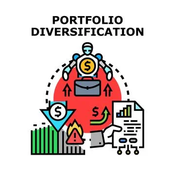 Portfolio diversification strategy minimizing financial risks and maximizin.. Stock Illustration