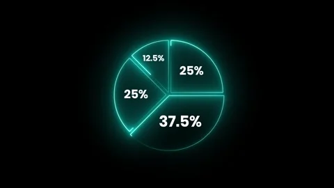 Portfolio diversification strategy pie chart neon animation Stock Footage 346119366