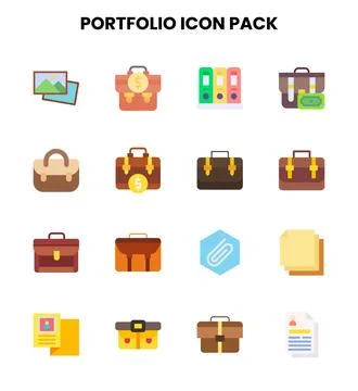 Portfolio Flat Bundle Icons Pack Stock Illustration