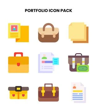 Portfolio Flat Graphics Icons Pack 스톡 일러스트