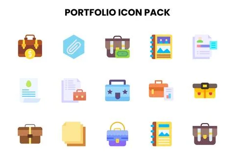 Portfolio Flat Set Icons Pack Stock-Illustration