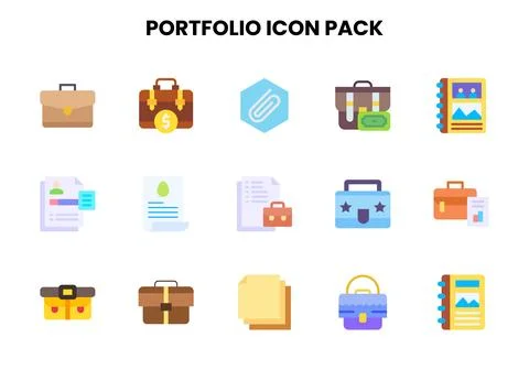 Portfolio Flat Vector Icons Pack Stock Illustration