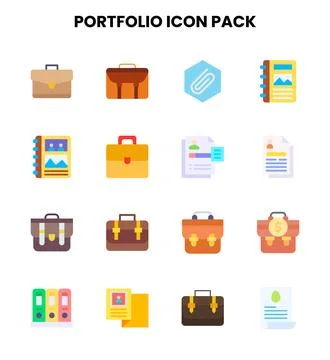 Portfolio Flat Vector Icons Pack Stock Illustration