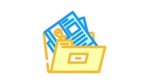 Portfolio folder interview job color icon animation Stock Footage 327257376