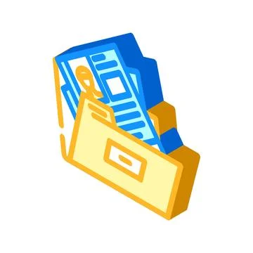 Portfolio folder interview job isometric icon vector illustration Stock Illustration