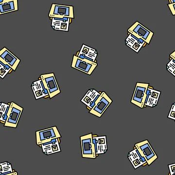 Portfolio folder interview job vector seamless pattern 스톡 일러스트