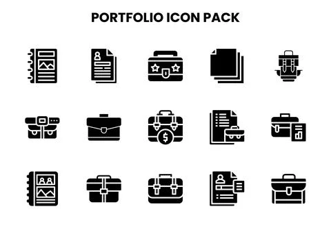 Portfolio Glyph Set Icons Pack Stock-Illustration