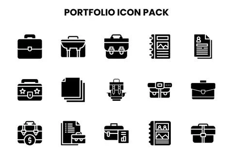 Portfolio Glyph Vector Icons Pack Stock Illustration