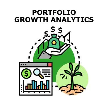 Portfolio growth analytics developing investment strategy business Illustrazione stock