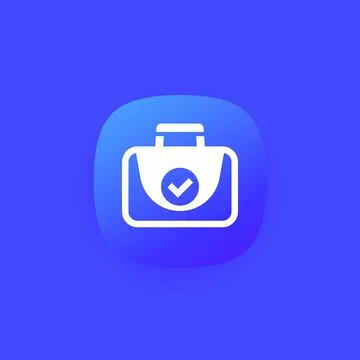 Portfolio icon with a checkmark, vector Stock Illustration