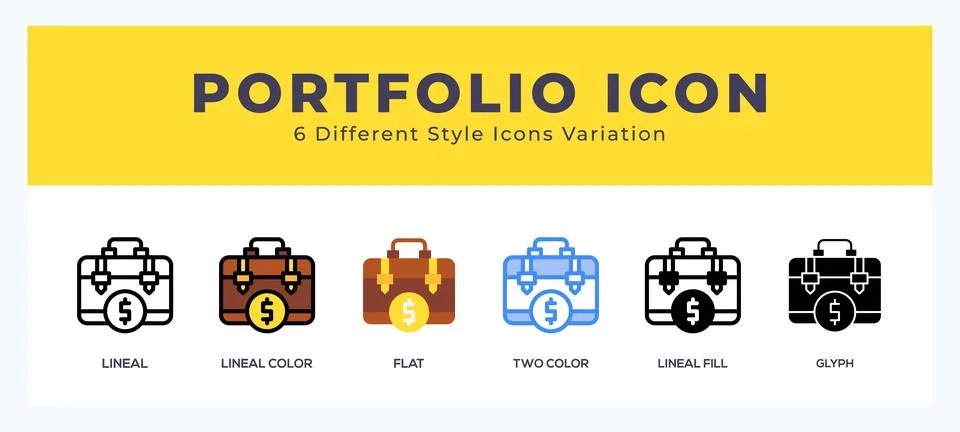 Portfolio icons set of simple vector illustration. Stock-Illustration