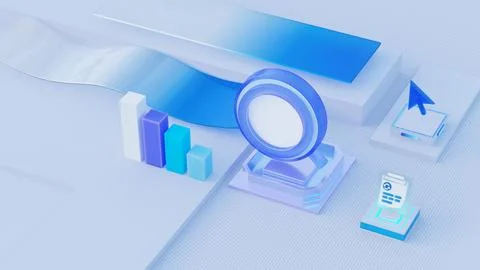 Portfolio image data analysis in isometric illustration. Landing page templat Stock-Illustration