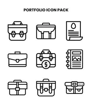 Portfolio Line Bundle Icons Pack Stock-Illustration