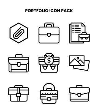 Portfolio Line Icons Pack Stock Illustration