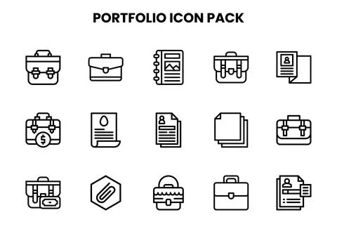 Portfolio Line Vector Icons Pack Stock Illustration