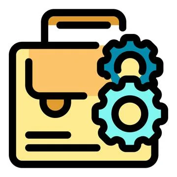 Portfolio management and optimization with gears symbolizing process improv.. Illustrazione stock