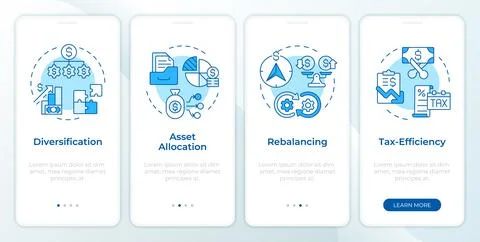 Portfolio organization elements blue onboarding mobile app screen 스톡 일러스트