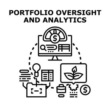 Portfolio oversight analytics management and strategic development Stock Illustration