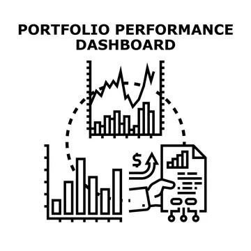 Portfolio performance dashboard displaying business analysis data Stock Illustration