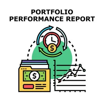 Portfolio performance report analysis and financial growth Stock Illustration
