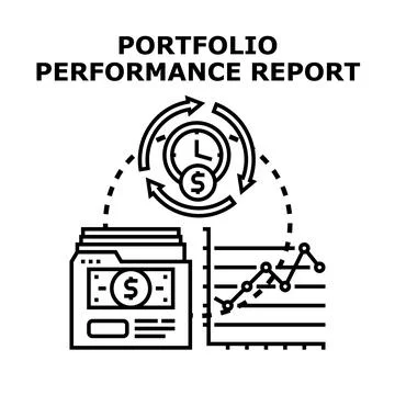 Portfolio performance report analysis and financial growth Stock Illustration