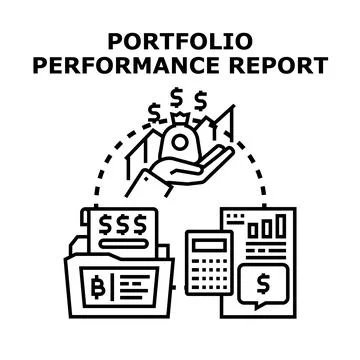 Portfolio performance report analyzing financial investment growth Stock Illustration