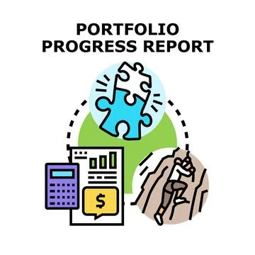 Portfolio progress report concept with business growth Stock Illustration