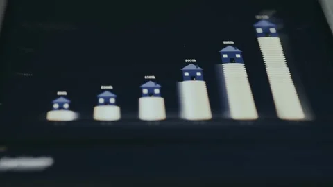 Portfolio projection visualization depicting how a initial investment could grow Stock Footage 335493894