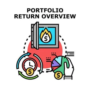 Portfolio return overview analyzing investment profitability growth Illustrazione stock