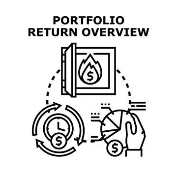 Portfolio return overview analyzing investment profitability growth Illustrazione stock