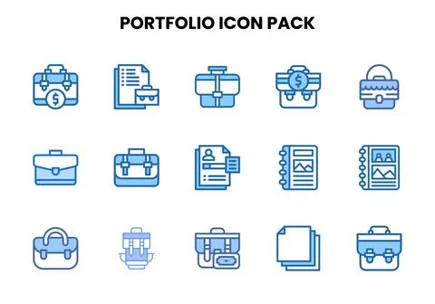 Portfolio Two Colour Bundle Icons Pack Stock-Illustration