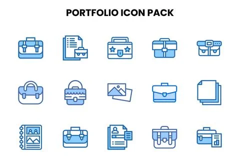 Portfolio Two Colour Icons Pack Stock Illustration