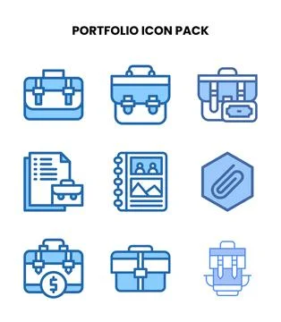 Portfolio Two Colour Vector Icons Pack Stock Illustration