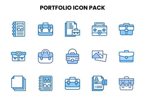 Portfolio Two Colour Vector Icons Pack Stock Illustration