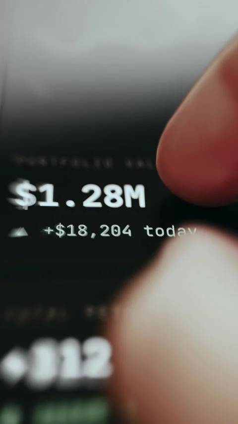 Portfolio Value Increasing on Finance App Stock Footage 337046006