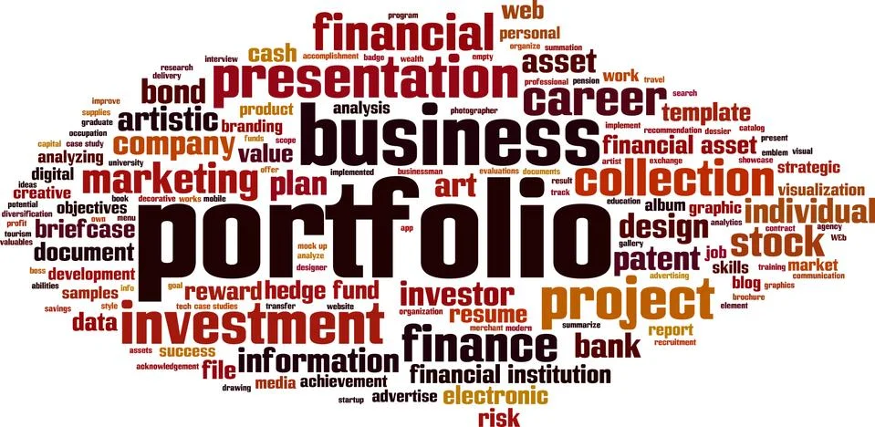 Portfolio word cloud Illustrazione stock