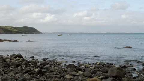 Porthallow beach in Cornwall UK typical vacation scene stock footage Stock Footage