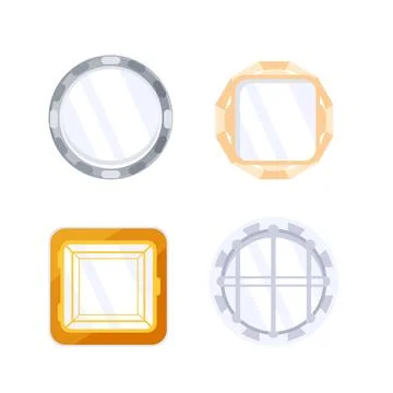Porthole in flat style. Plane window. Ship boat round glass portholes Stock-Illustration