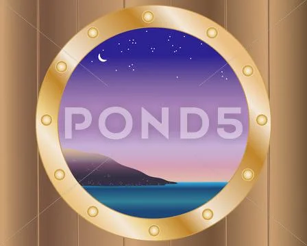 Porthole with night sky.jpg Stock Illustration