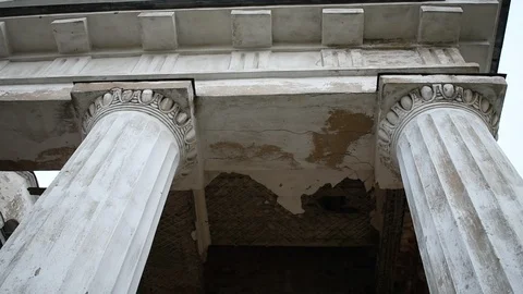 Portico of an ancient building, view from below Stock Footage 122238863