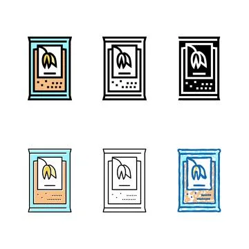 Portion bag oatmeal color variations icon vector Illustrazione stock