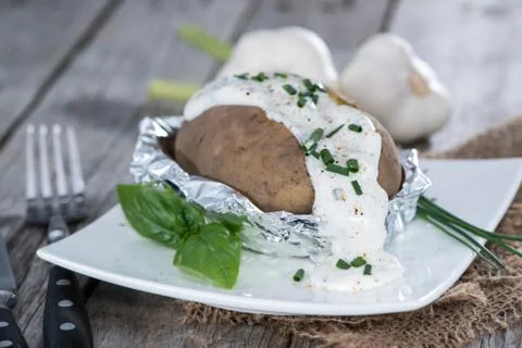 Portion of baked potato Stock Photos