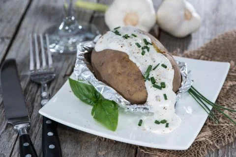 Portion of baked potato Stock Photos
