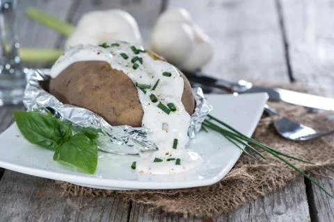 Portion of baked potato Foto stock