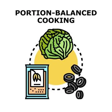 Portion balanced cooking concept with fresh ingredients Stock Illustration