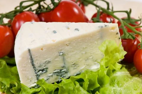 Portion of blue cheese Roquefort Stock Photos