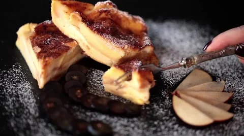 Portion Of Bread And Butter Pudding Video stock 57661974