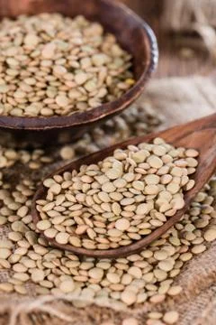 Portion of brown lentils Stock Photos